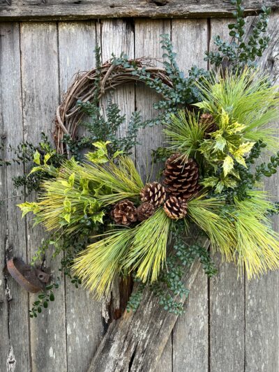 azara golden pine osmanthus holiday wreath