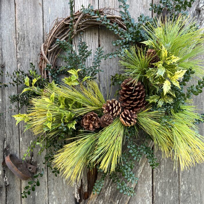 azara golden pine osmanthus holiday wreath