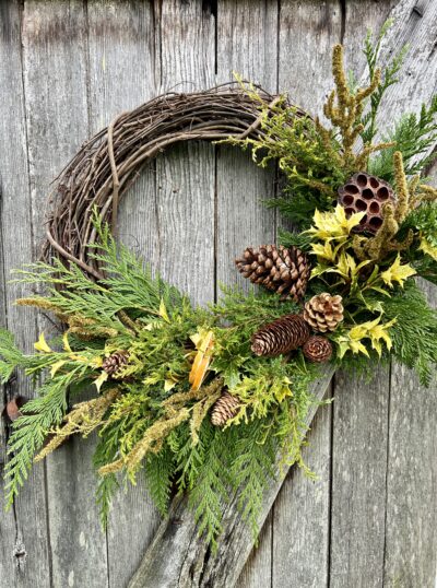 Cedar Cypress and Goshiki Holiday wreath