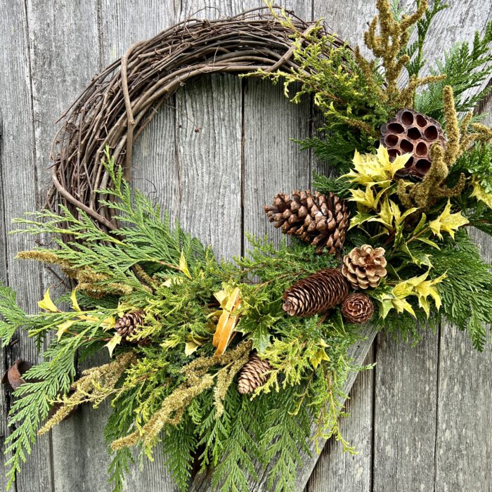 Cedar Cypress and Goshiki Holiday wreath