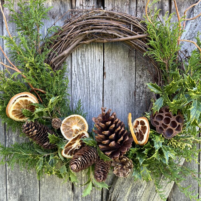 Cypress and Goshiki Holiday wreath