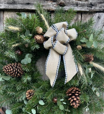 Fir blue pine and eucalyptus holiday wreath-