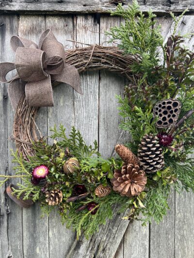 Deerhorn Cedar and Holly Holiday wreath