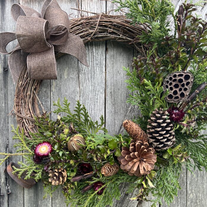 Deerhorn Cedar and Holly Holiday wreath