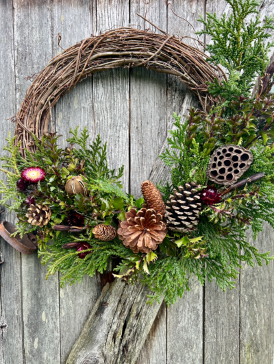 Deerhorn Cedar and HollyHoliday wreath